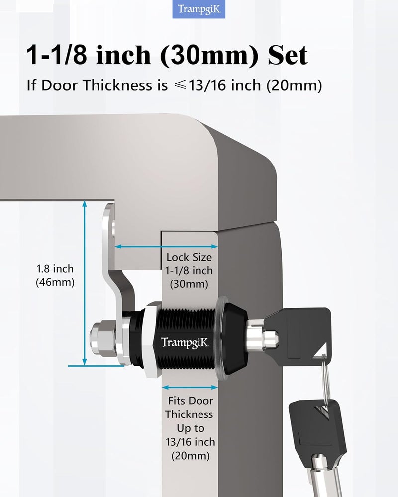 TrampgiK RV Storage Locks, 1 1/8” Camper Compartment Storage Door Lock with Keys, for RV Camper Travel Trailer,Drawer Cabinet Toolcart Storage, 1 1/8 Inch 12 Locks with 24 Keyed Alike, Black - Image 5